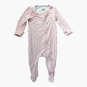 Caden Lane Bamboo Zip Footie 3-6M Pink Heart Print Romper